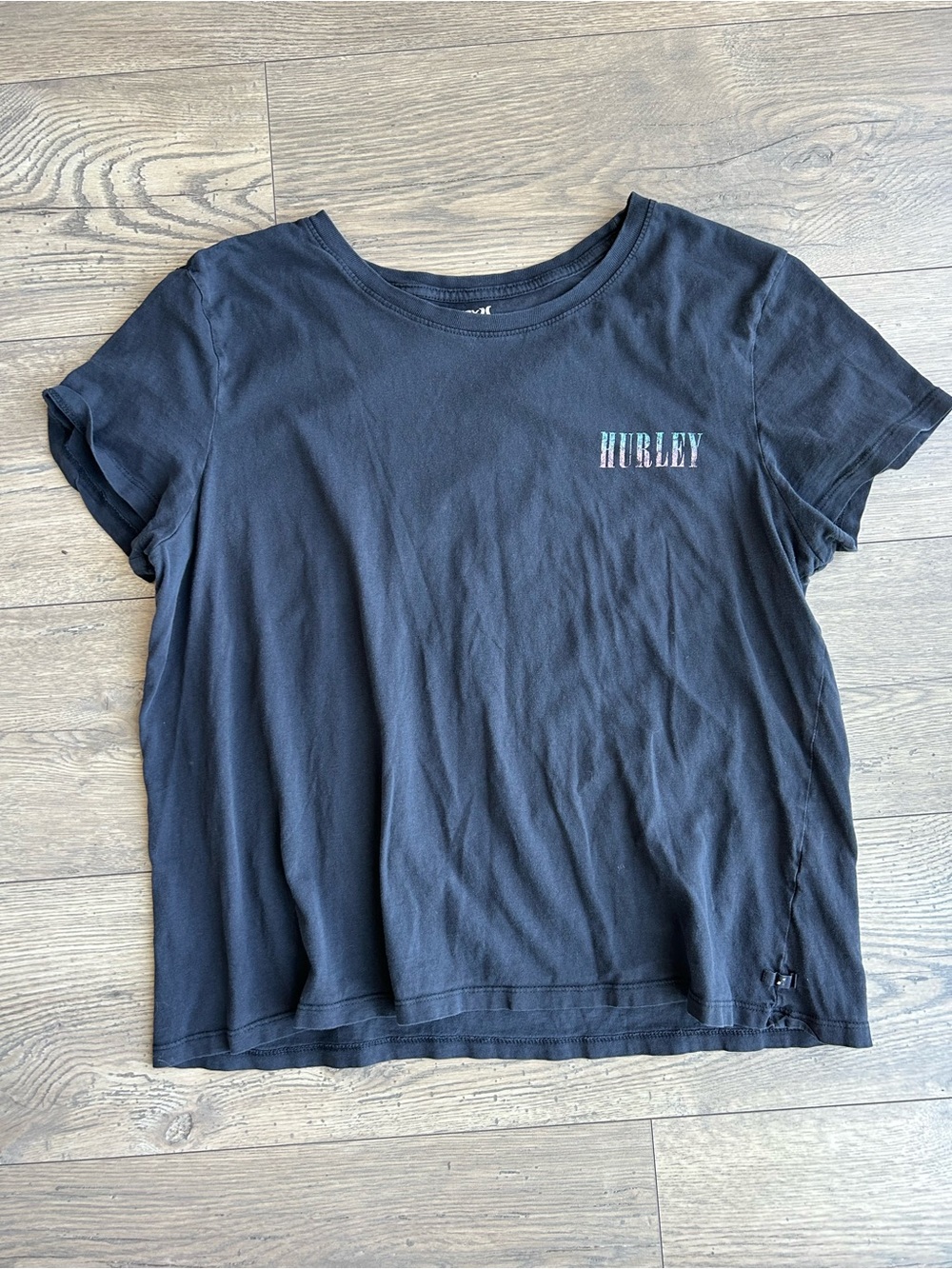 Hurley Black Women's Short Sleeve Tee with Subtle Multi-Color Logo
